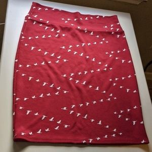 Red bird print Lularoe Pencil skirt